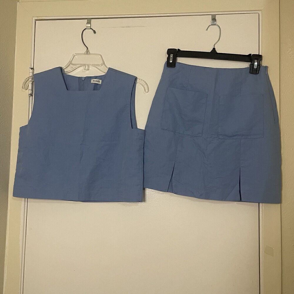 MAREE Blue 2piece skirt and top cropped set size Small